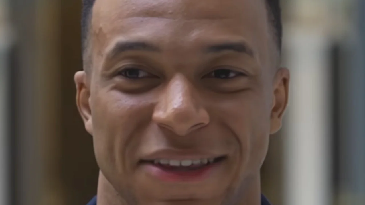 The viral close-up of Kylian Mbappé that became the basis of the 'Mbappé Special' meme.