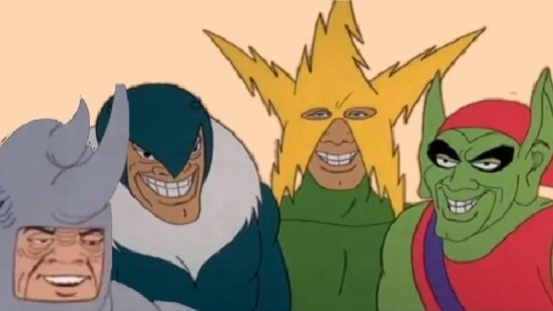 The canonical Me and the Boys meme template.