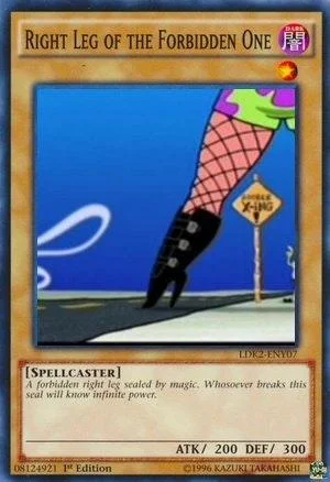 Absurdist Yu-Gi-Oh card parody.