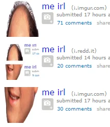 Standard me_irl subreddit feed layout.