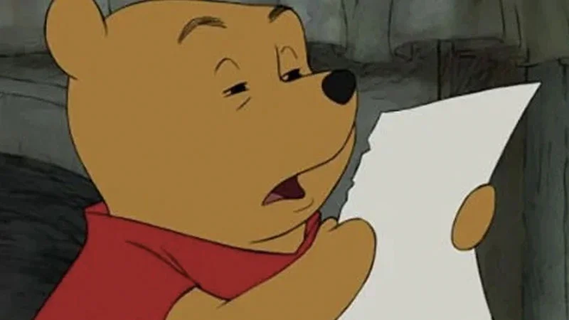 The original Winnie the Pooh animation still used as the reaction template for the 'me showing my mom a funny meme' meme.