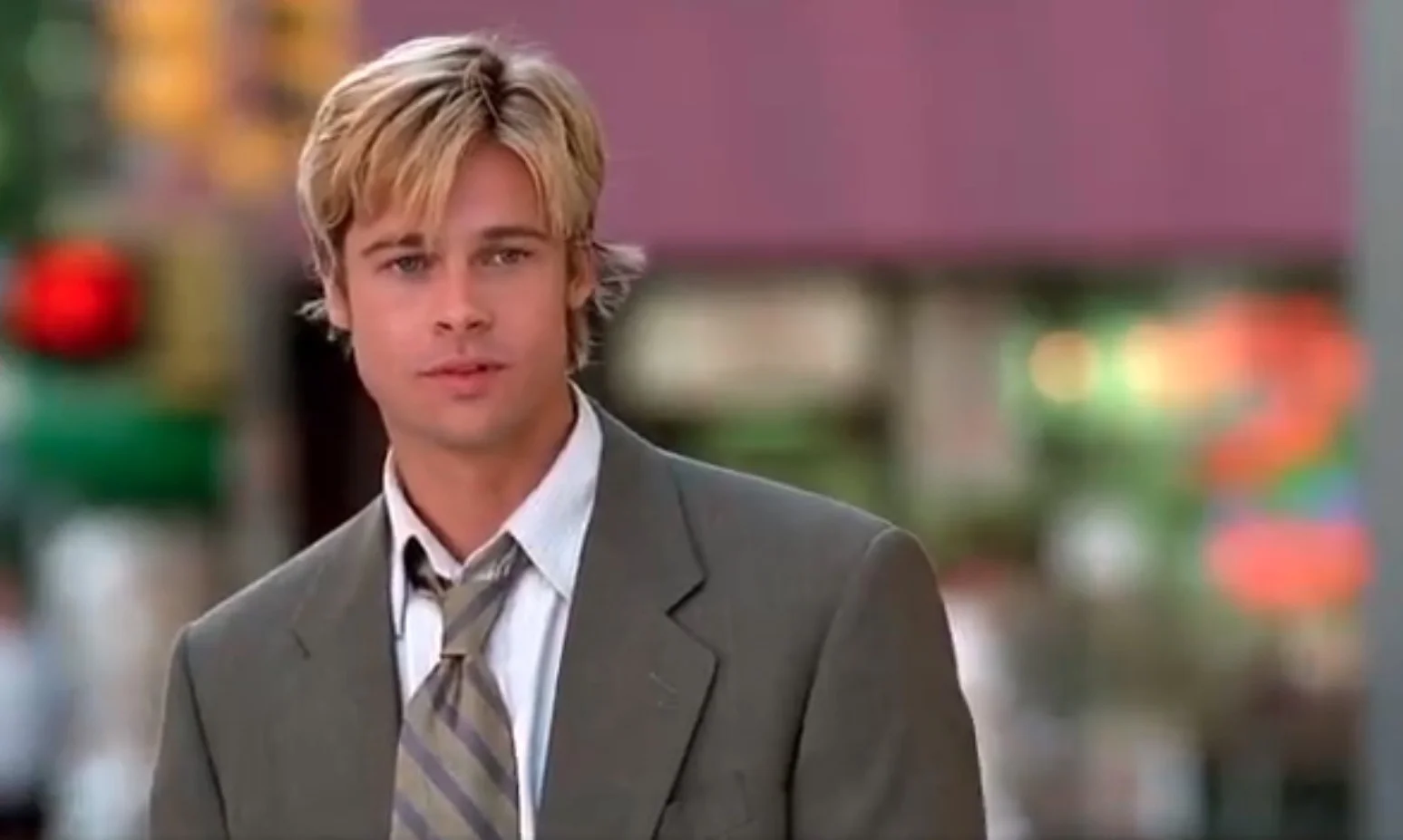 Brad Pitt's character in the now-infamous opening street scene from Meet Joe Black (1998).
