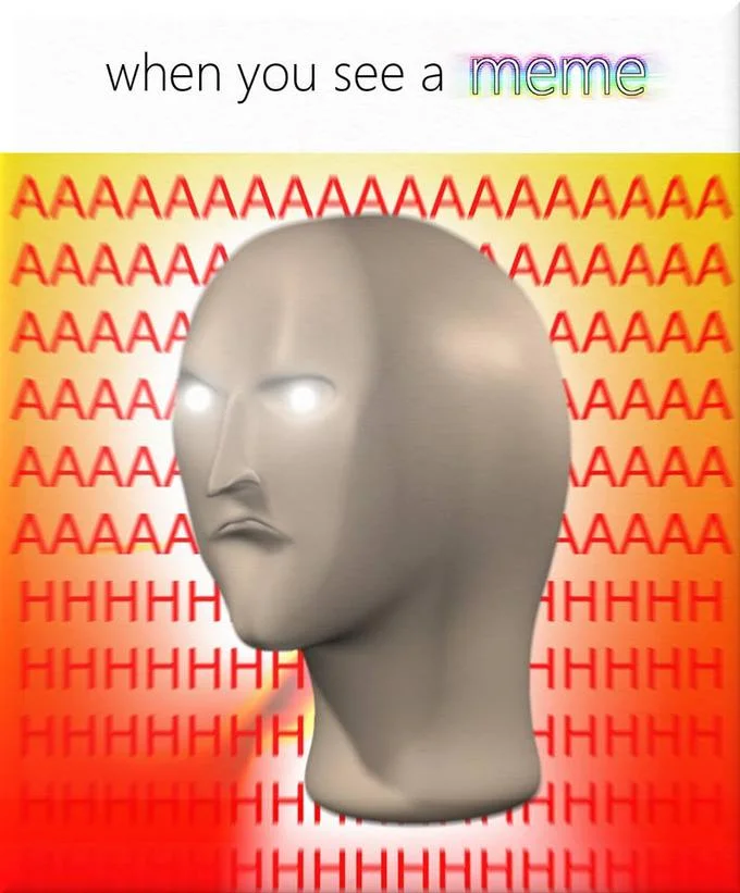 The famous "Stonks" image macro, one of the most widely spread Meme Man variants.