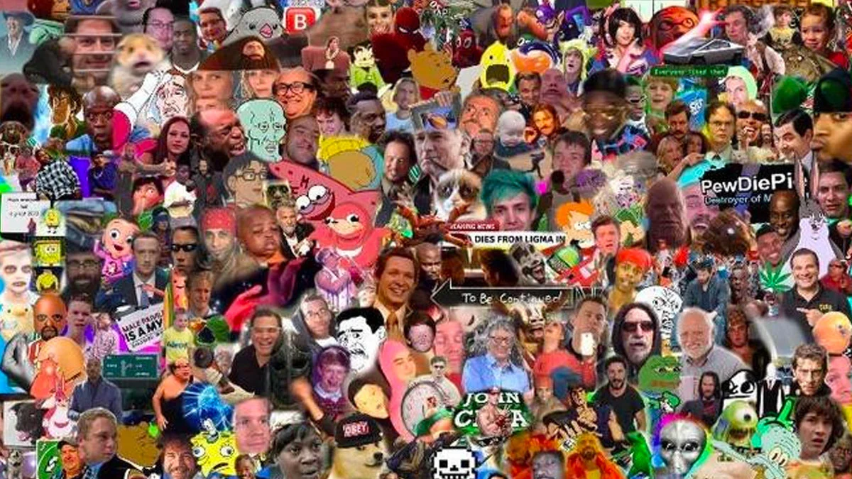 A collage showcasing the sheer breadth of internet meme culture, featuring recognizable figures from decades of viral content.