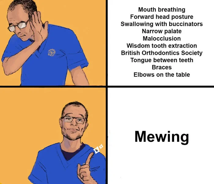 Mewing positioned as superior to traditional dental methods.