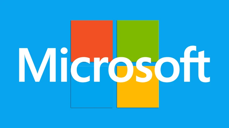 The modern Microsoft logo, introduced in 2012, on a signature blue background.