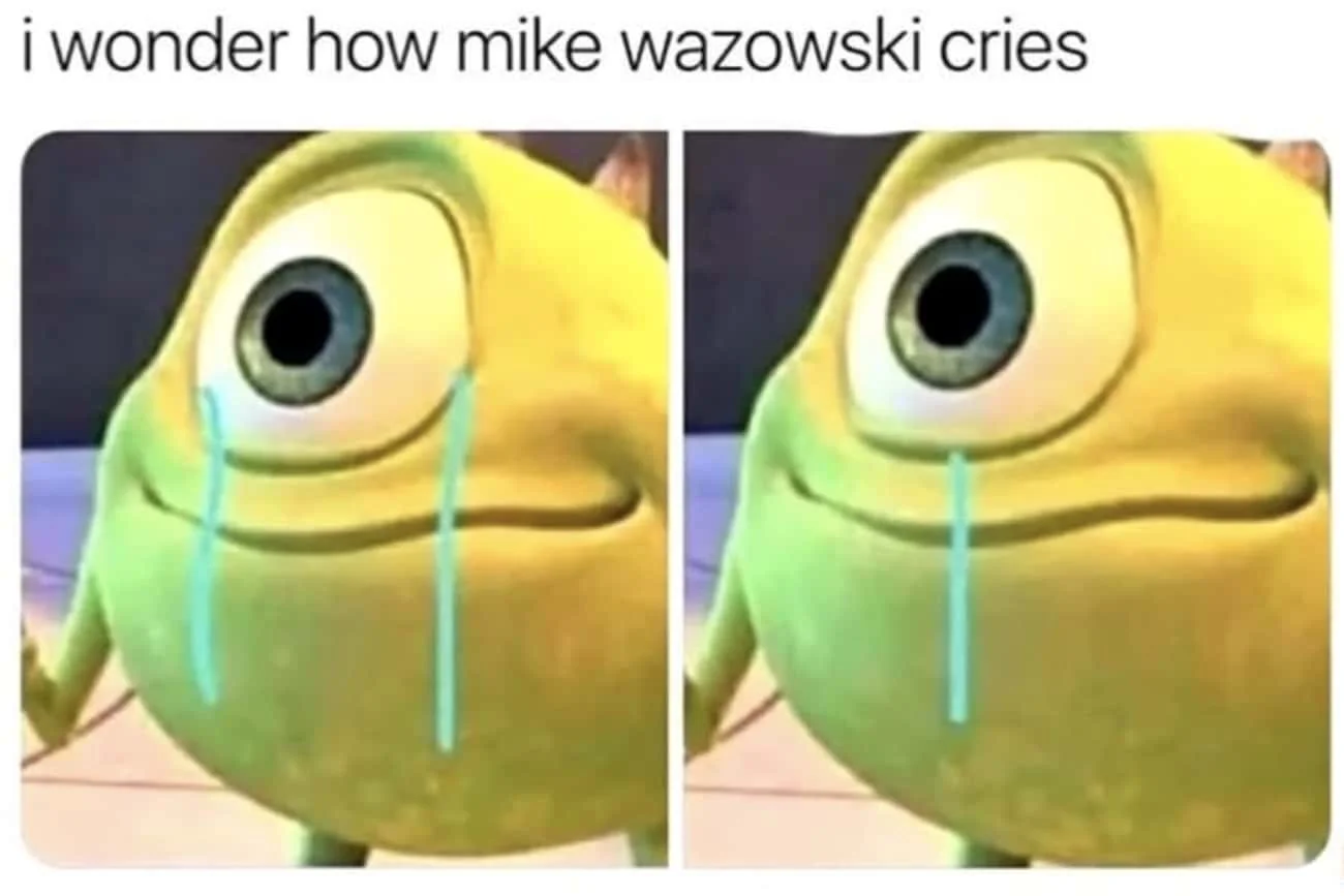 Humorous illustration of the character's crying mechanics.