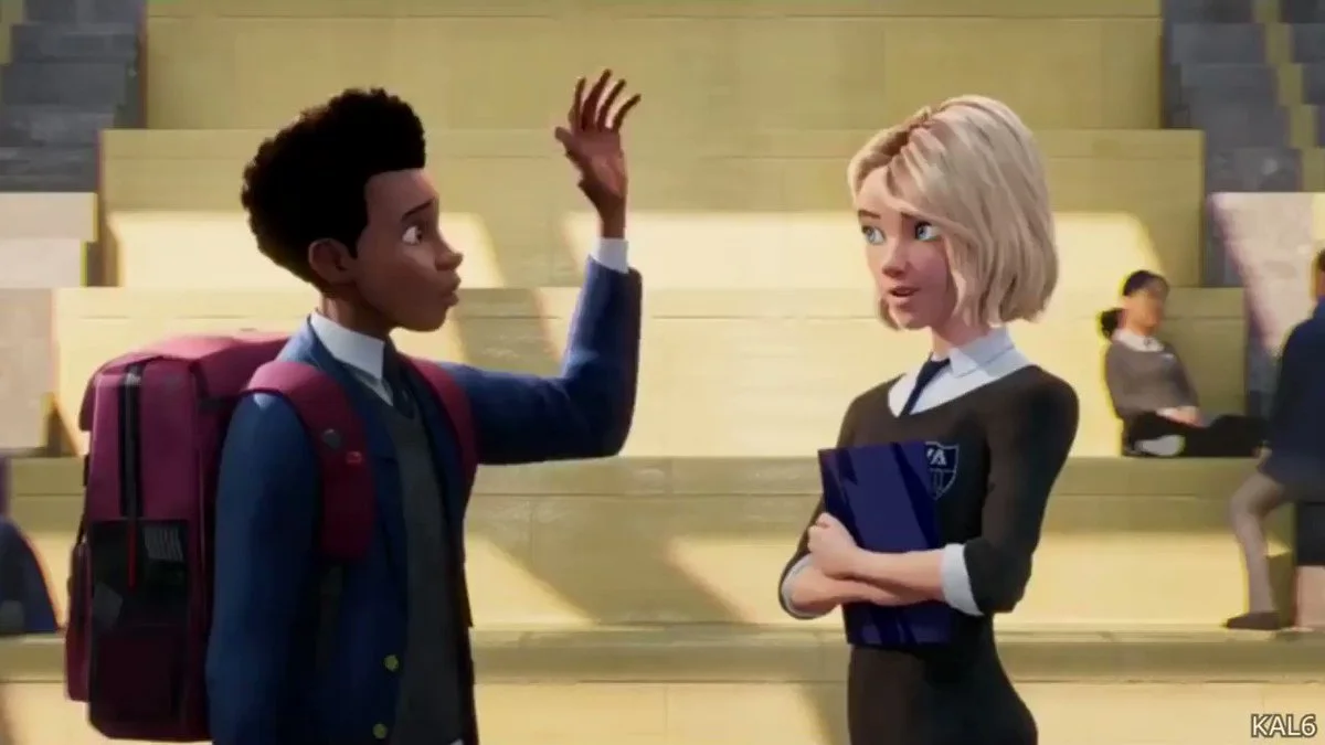 A fan-made Valentine's Day card design featuring the Miles Morales 'hey' pose.
