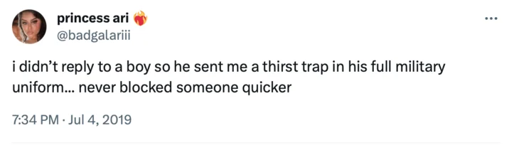 Early documented example of military thirst trap trend.