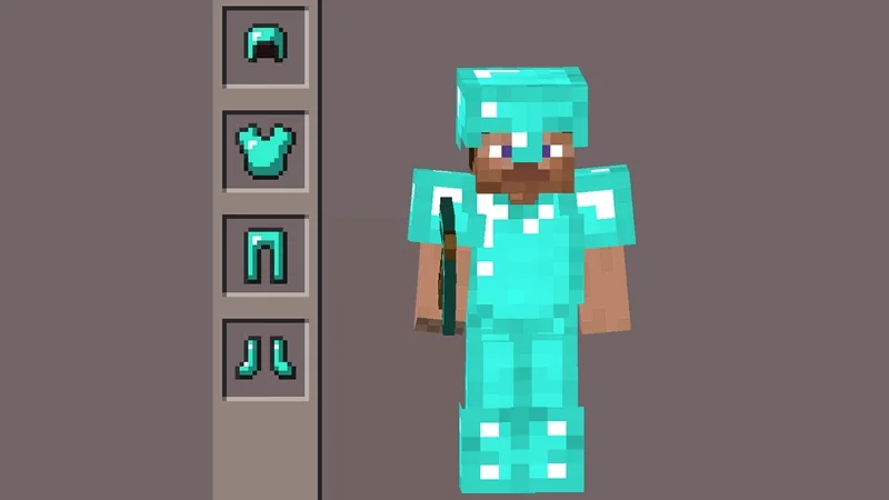 The classic Minecraft armor UI showing Steve equipped with a full diamond armor set, the visual template that inspired the parody format.