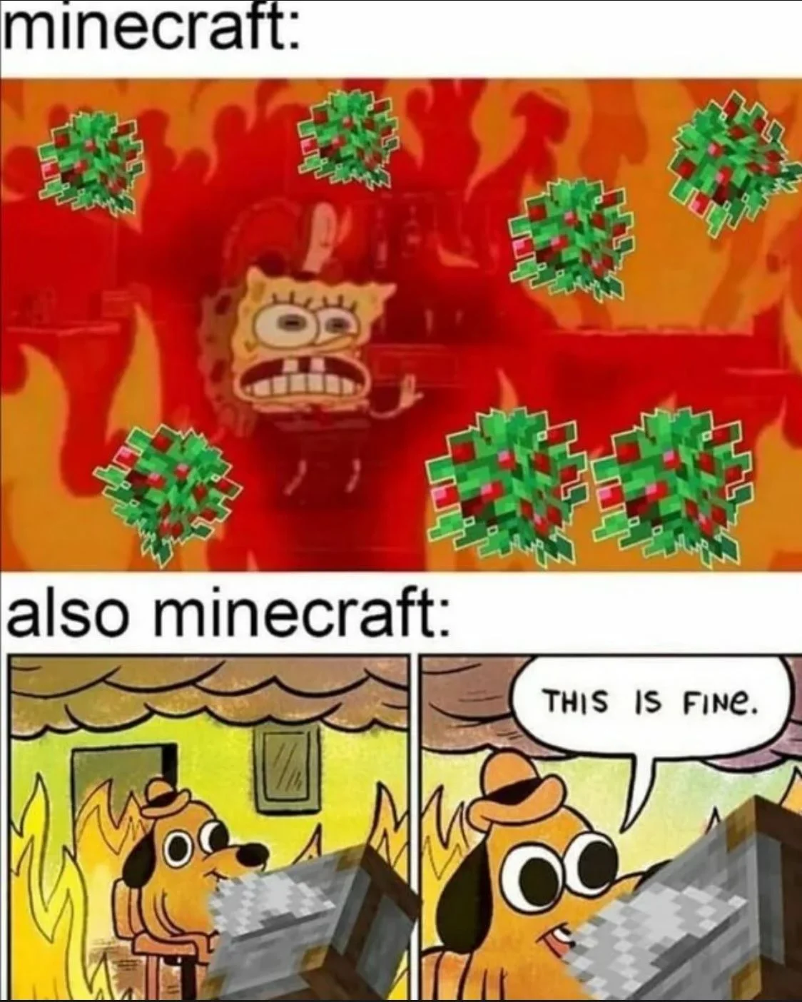 Minecraft expectations versus reality with chaos commentary.