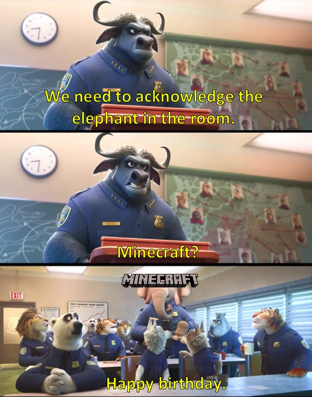 A nostalgia meme using the Thanos Infinity Stones format to describe the emotional impact of Minecraft.