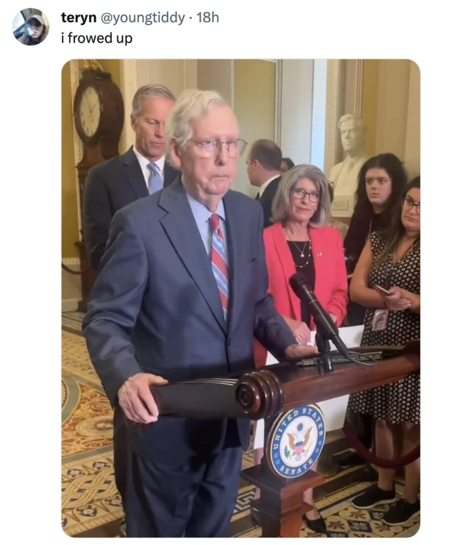 Additional fringe forum reactions attributing McConnell's freeze to conspiracy theories about 'adrenochrome' withdrawal.