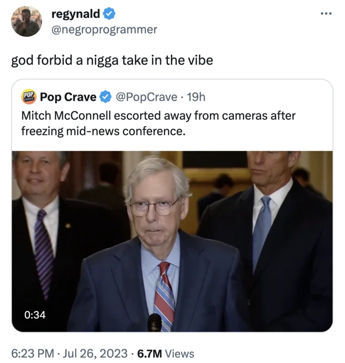 A viral reaction tweet captioning the freeze moment with the childish phrase 'i frowed up' (I threw up).