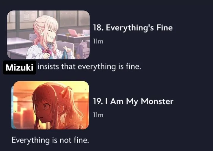 The tonal whiplash between chapters 18 and 19 of the Mizu5 story, which became a widely referenced moment in the meme.