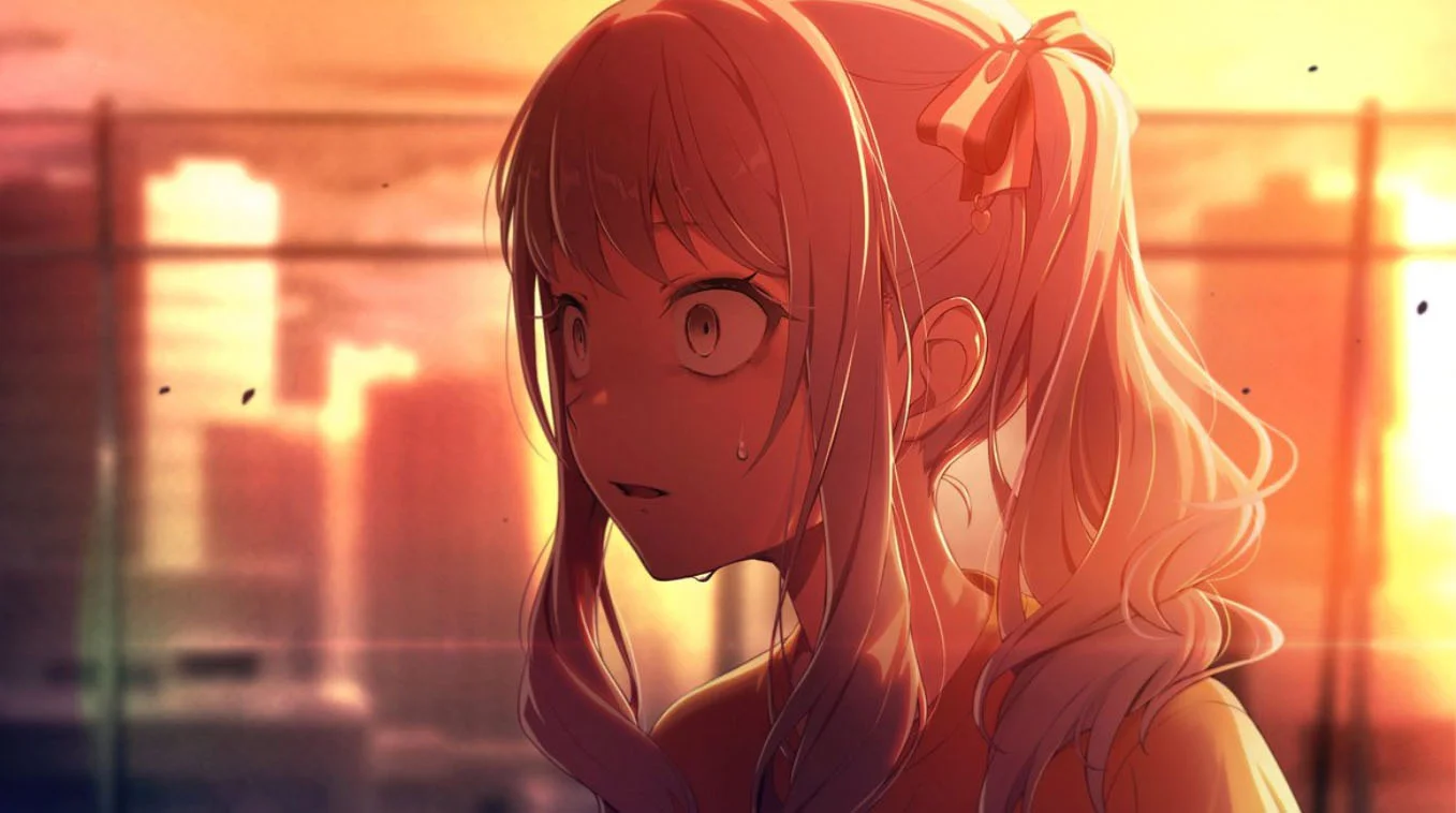 The signature promotional image for the Project Sekai 'Where is the Thorn Road?' event, often referred to as Mizu5, featuring Mizuki against a sunset skyline.
