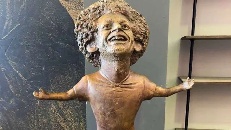 The infamous Mohamed Salah statue that sparked widespread ridicule online after its 2018 unveiling.