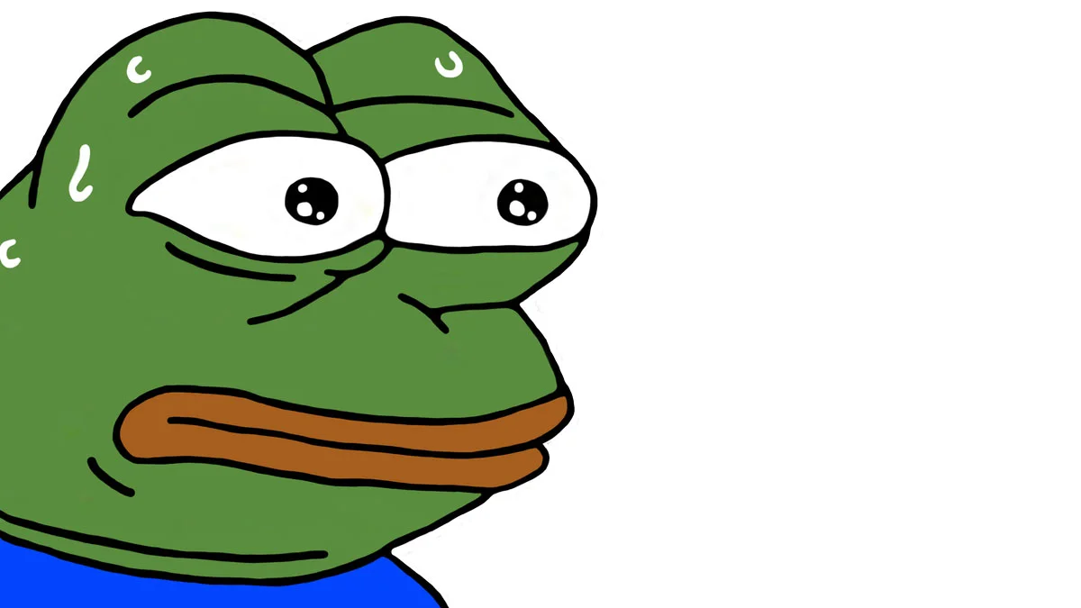 The original monkaS emote, depicting a nervous, sweating Pepe the Frog used to express anxiety or tension on Twitch.
