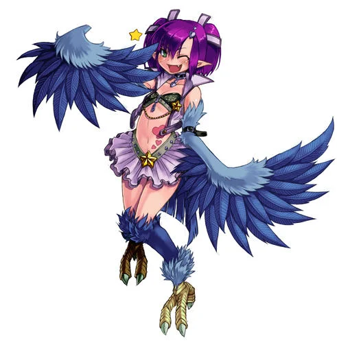 A harpy monster girl illustration, one of the classic bird-human hybrid archetypes popular in the genre.