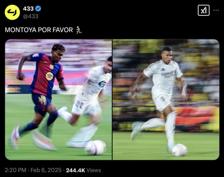Sports context mirroring frantic running action.
