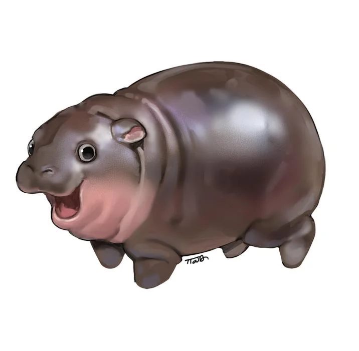 Glossy digital hippo illustration.