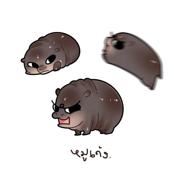 Three emotion hippo illustrations.