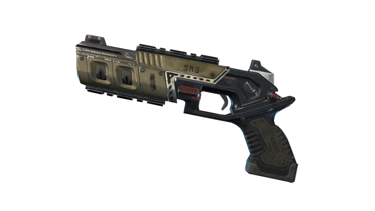 The Mozambique, a triple-barrel pistol shotgun from Apex Legends that became infamous for its underwhelming performance.