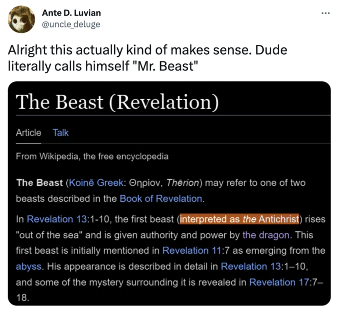 Wikipedia excerpt about Antichrist included.