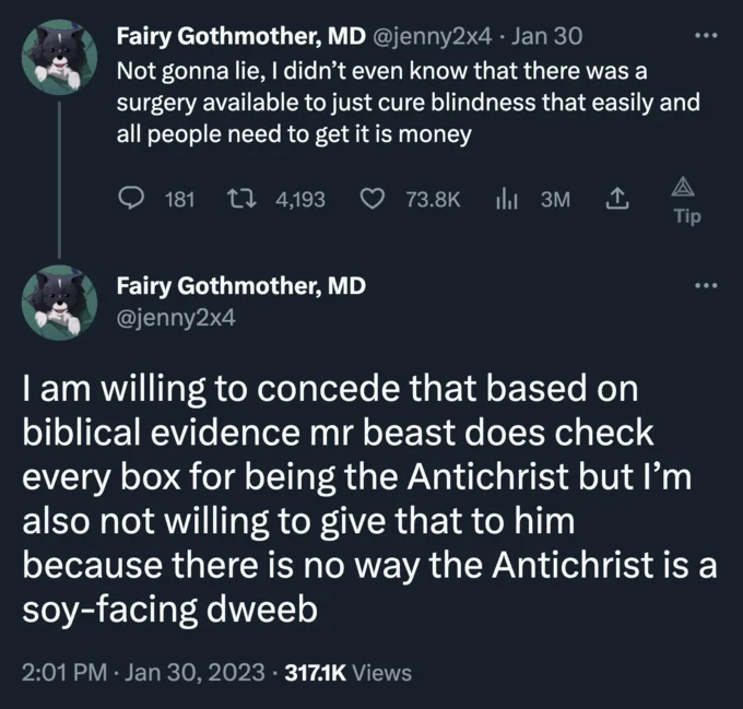 Biblical criteria comparison with joke about appearance.