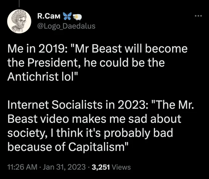Commentary on capitalist criticism of his videos.