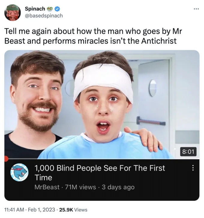 Thumbnail of viral blindness-healing video.