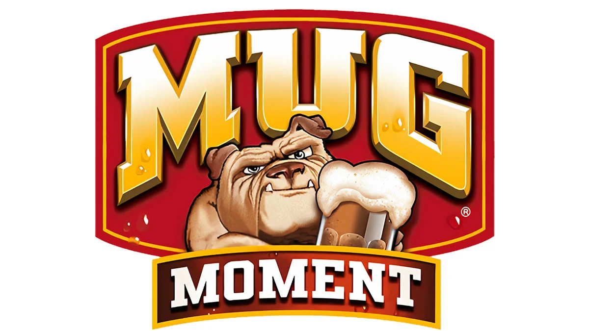 The 'Mug Moment' logo, a parody of the Mug Root Beer brand mark that serves as the identifying icon of the meme.