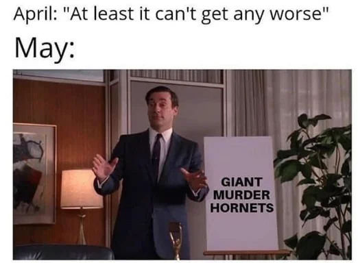 Escalating 2020 disasters meme format.
