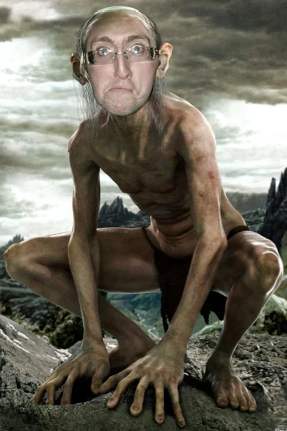 A 'My Precious' image macro variation applying Gollum's covetous gaze to an unwitting bystander.