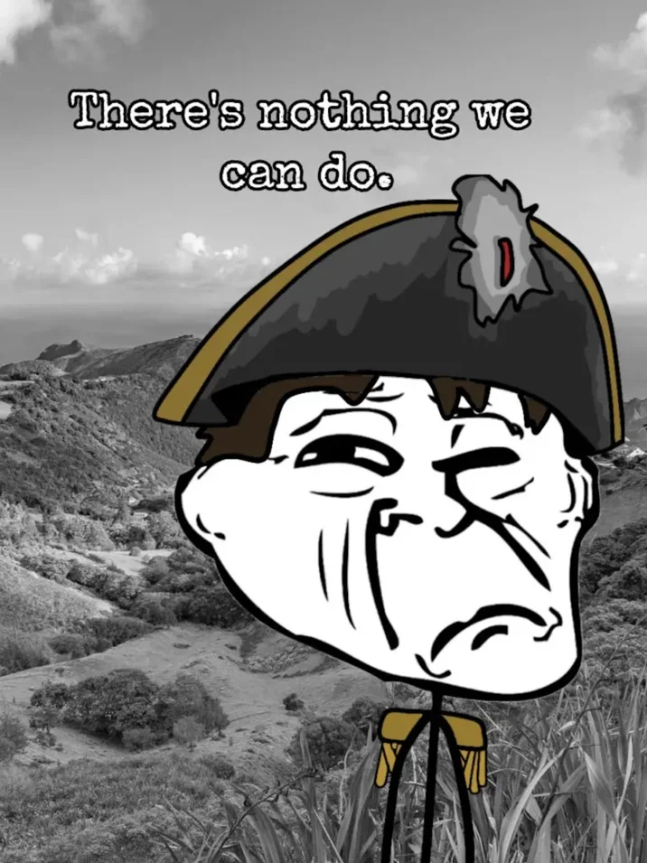 The reply panel of a rage-comic remix, showing a resigned Napoleon delivering the meme's iconic 'There's nothing we can do' line.