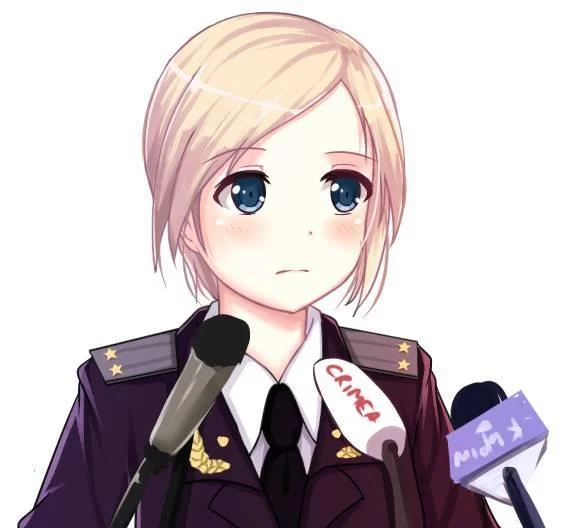 Fan-made anime illustration depicting Poklonskaya as an idealized prosecutor figure.