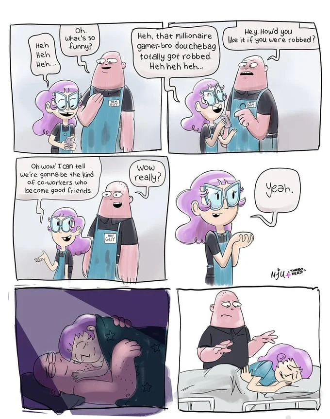 A parody remix of the New Guy comic adding sexualized panels, part of the wave of edits mocking the original.