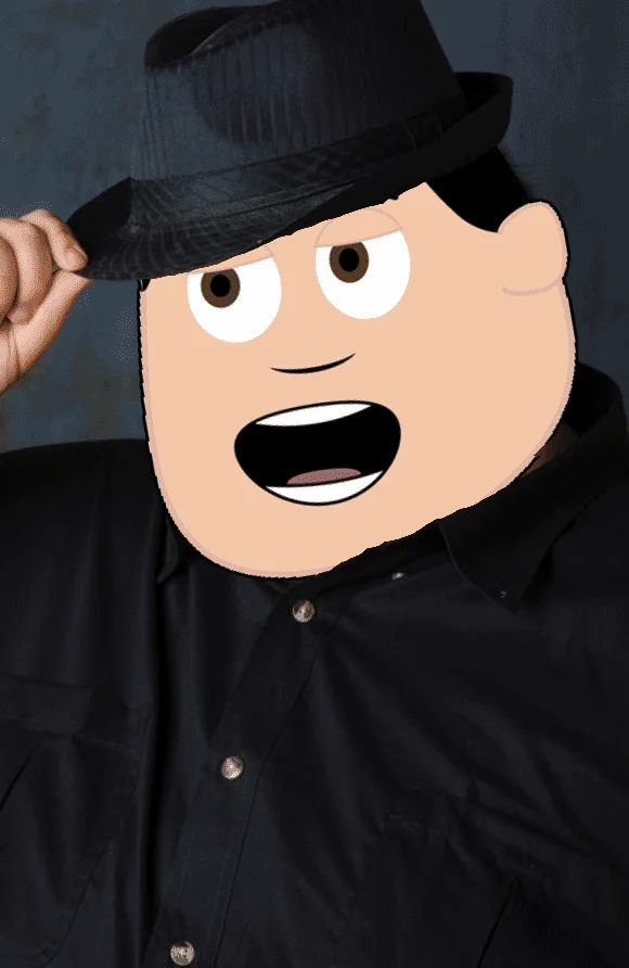 A photoshopped edit placing the Nice Maymay Man face on a fedora-wearing 'm'lady' body, a common variant of the meme.