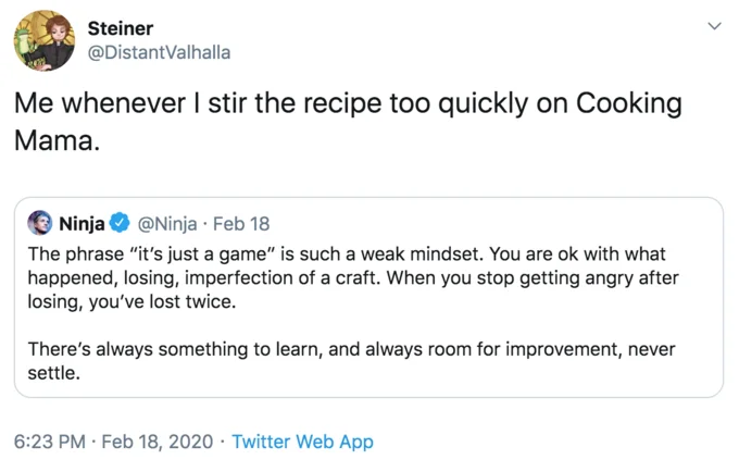 A viral parody applying Ninja's serious gaming mindset to the casual game Cooking Mama.