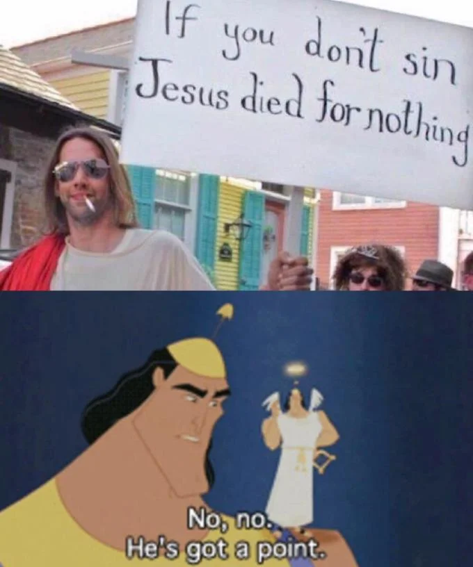Man with Jesus sign gets meme reaction.