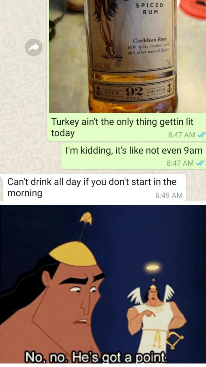 WhatsApp chat meme with reaction scene.
