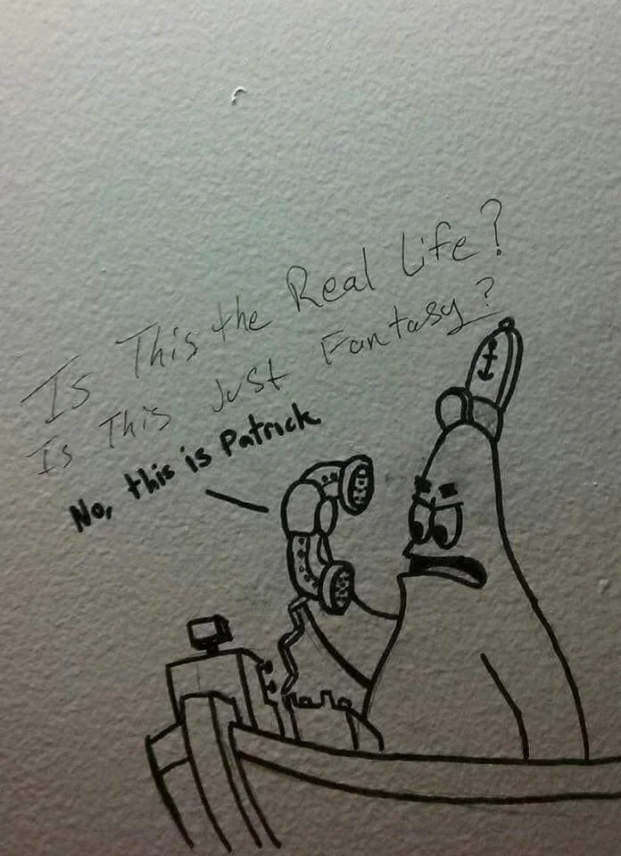 A crossover variation of the meme swapping Patrick for Rolf from Ed, Edd n Eddy answering the phone.