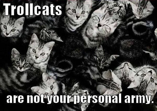 Trollcats not your personal army meme variant.