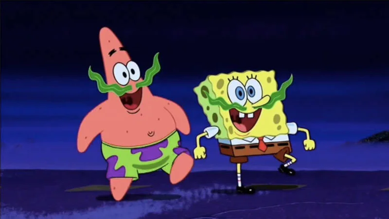SpongeBob and Patrick's triumphant moment.