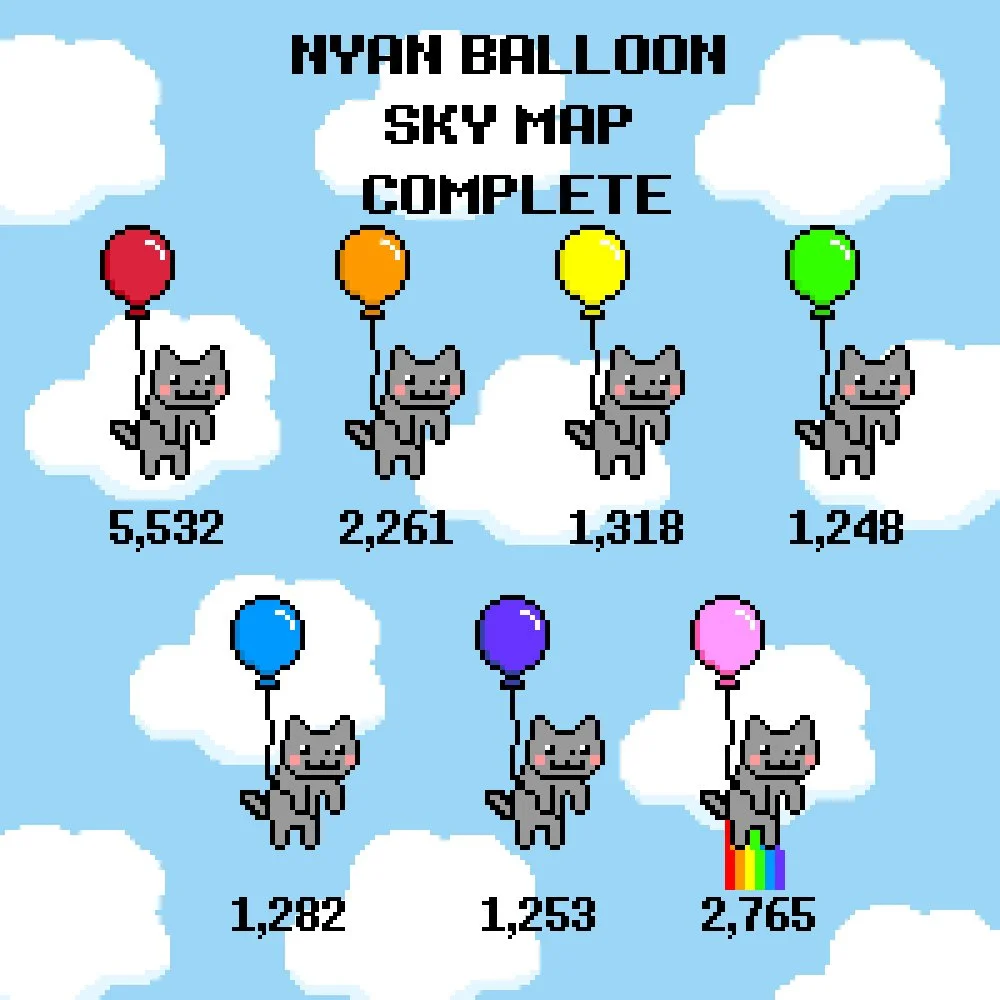 Nyan Balloon sky map with all color variants.