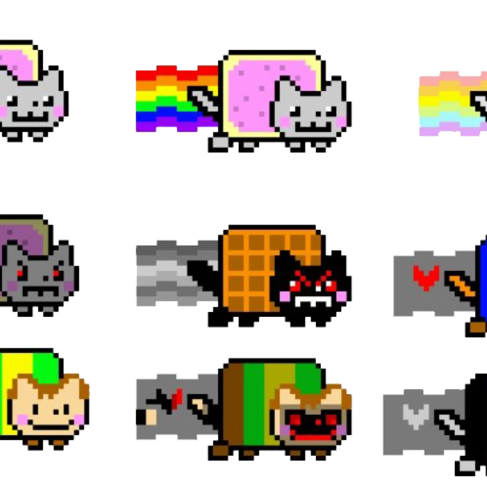 Nyan Cat variants grid collage.