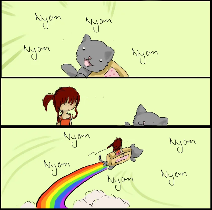 Hand-drawn comic tribute to Nyan Cat.