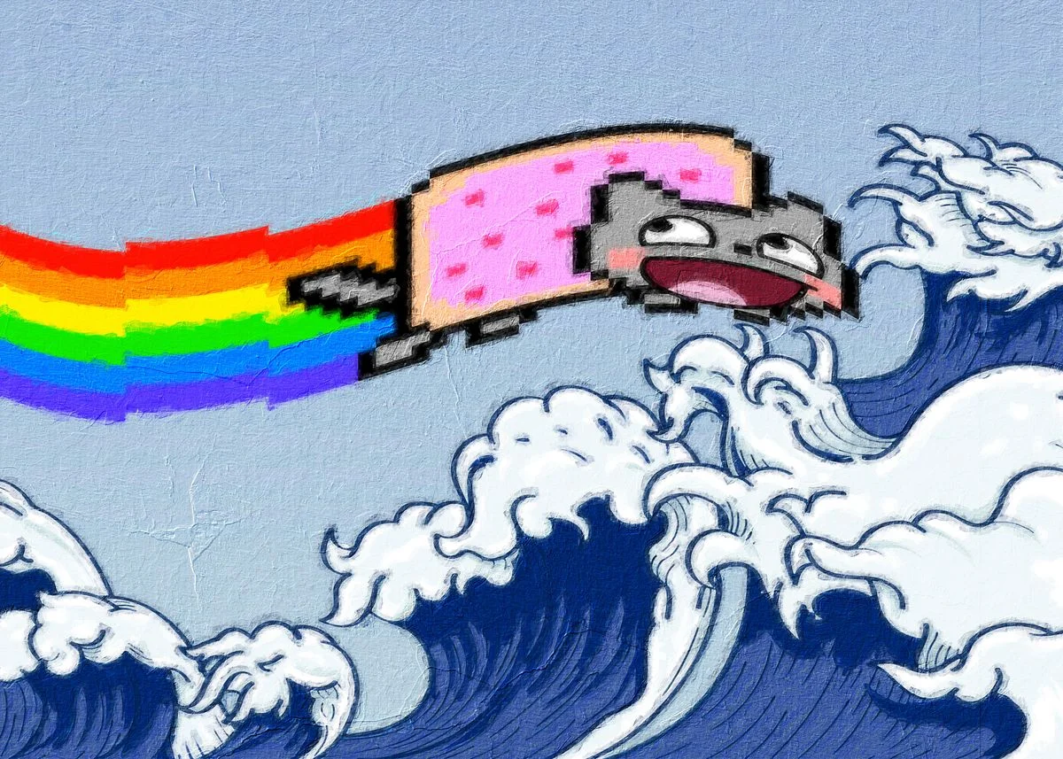 Nyan Cat mashup with Hokusai artwork.