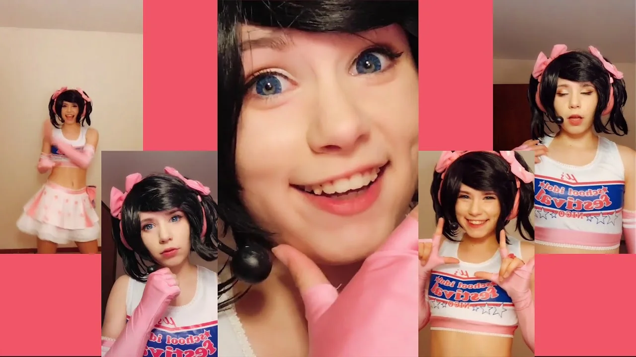 Screenshots from NyanNyanCosplay's original Hit or Miss TikTok video that went viral in 2018.