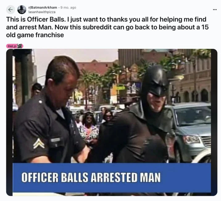 Officer Balls fake news headline meme.